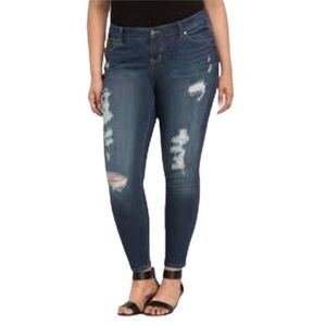 Torrid sky high skinny distressed cotton blend stretch denim jean size 12R
